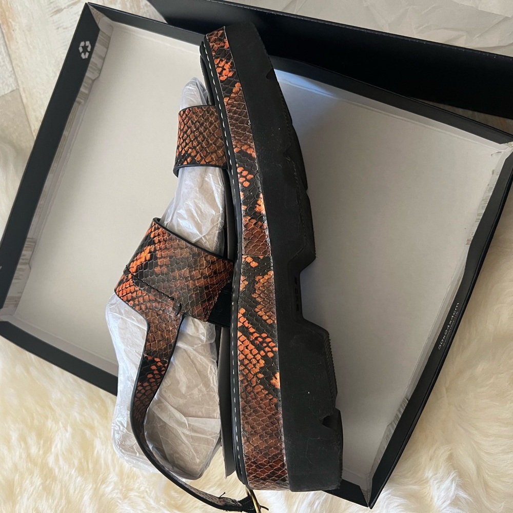 Naturalizer Brown and Orange Snake Sandals